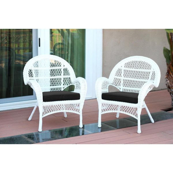 Propation W00209-C-2-FS017-CS White Wicker Chair with Black Cushion PR1081377